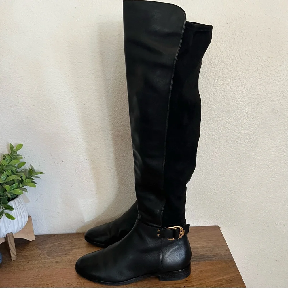 Tory Burch Marsden Over The Knee Black Leather Boots Size 9M